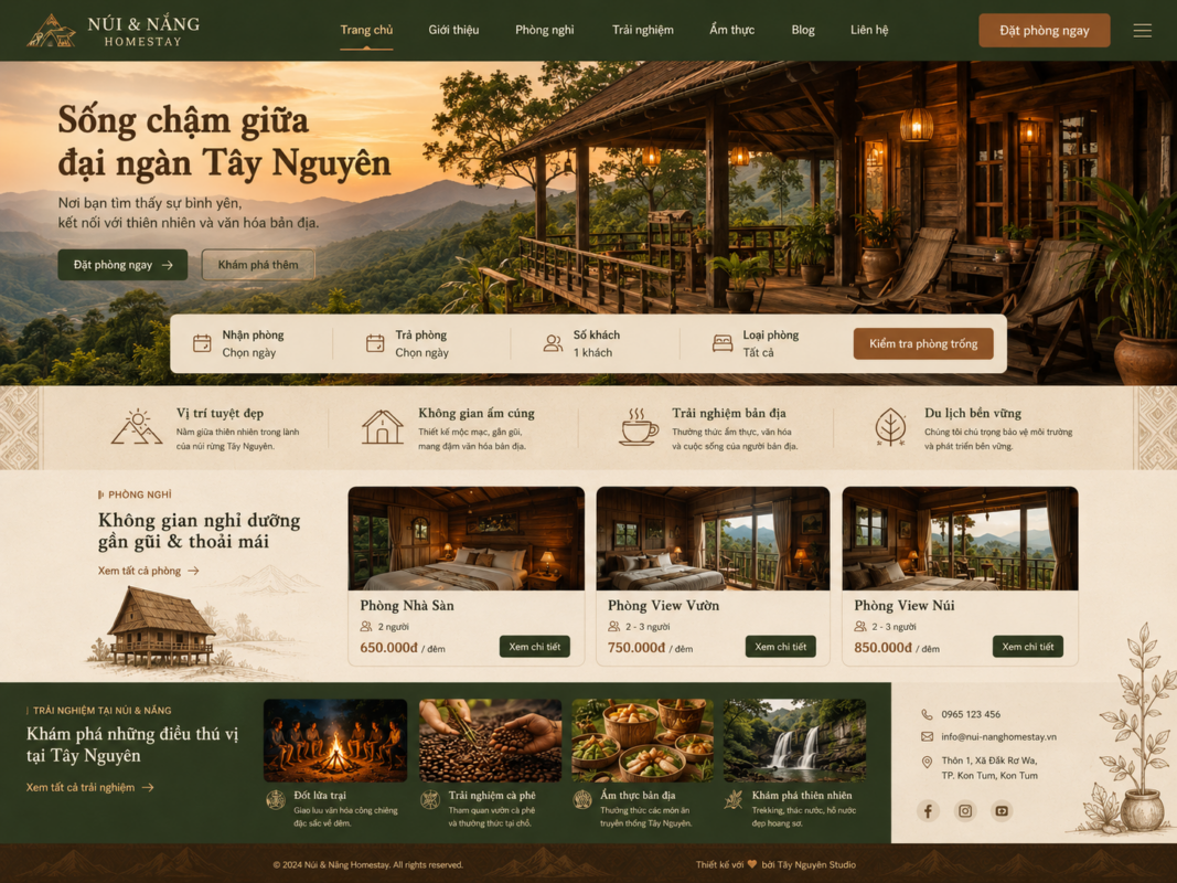 Mẫu giao diện web homestay H2