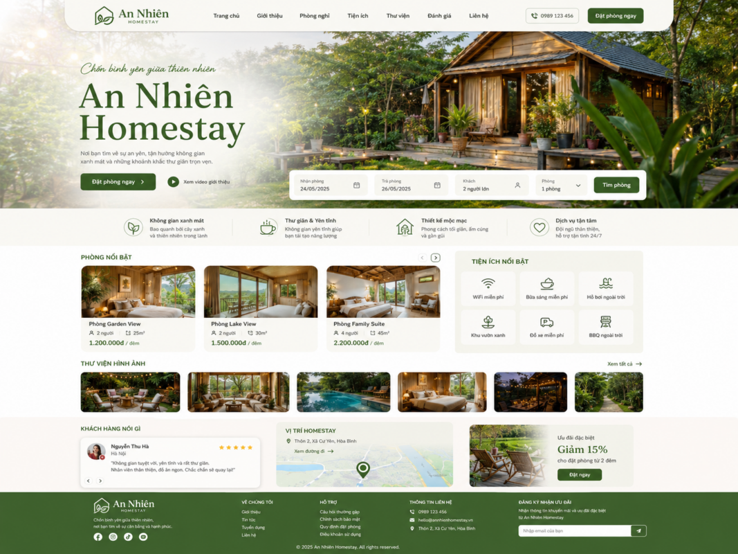giao diện web homestay H1