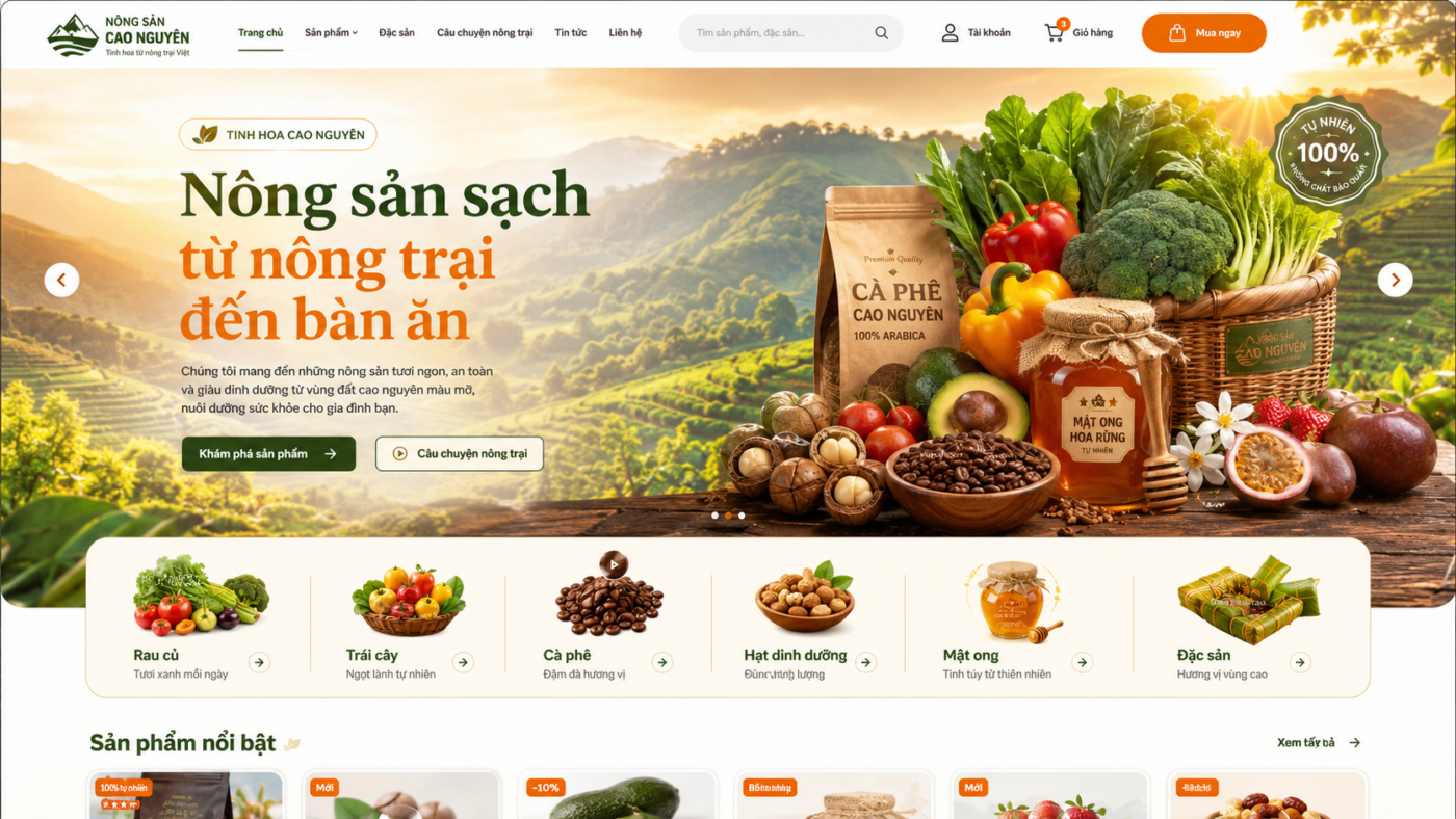 giao diện web nông sản