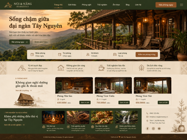 Mẫu giao diện web homestay H2