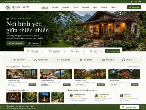 Mẫu giao diện web homestay H3