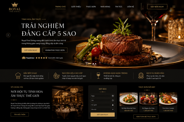 Mẫu giao diện web nhà hàng NH1