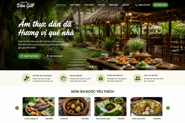 Mẫu giao diện web nhà hàng NH2