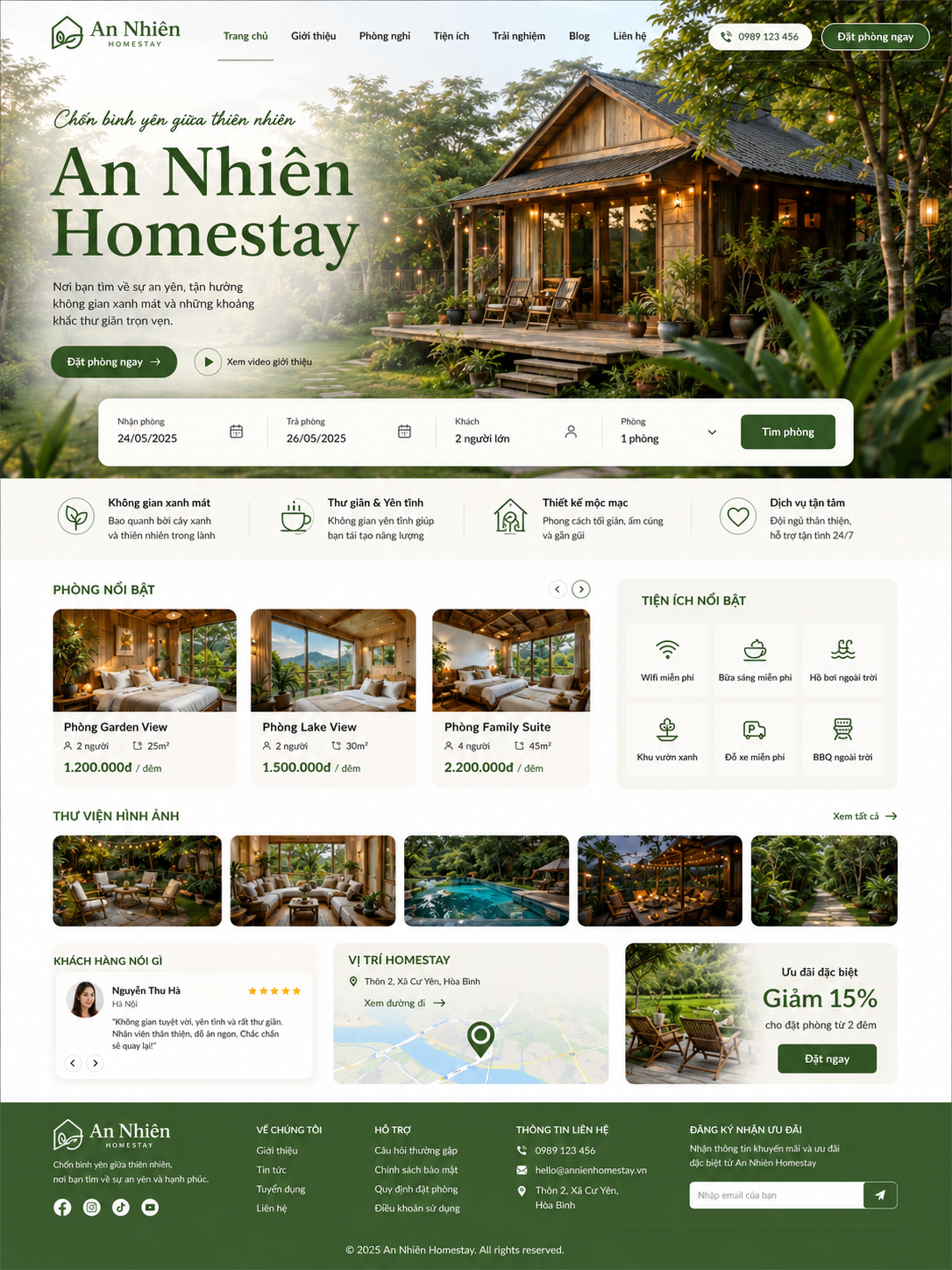 Mẫu giao diện web homestay H1