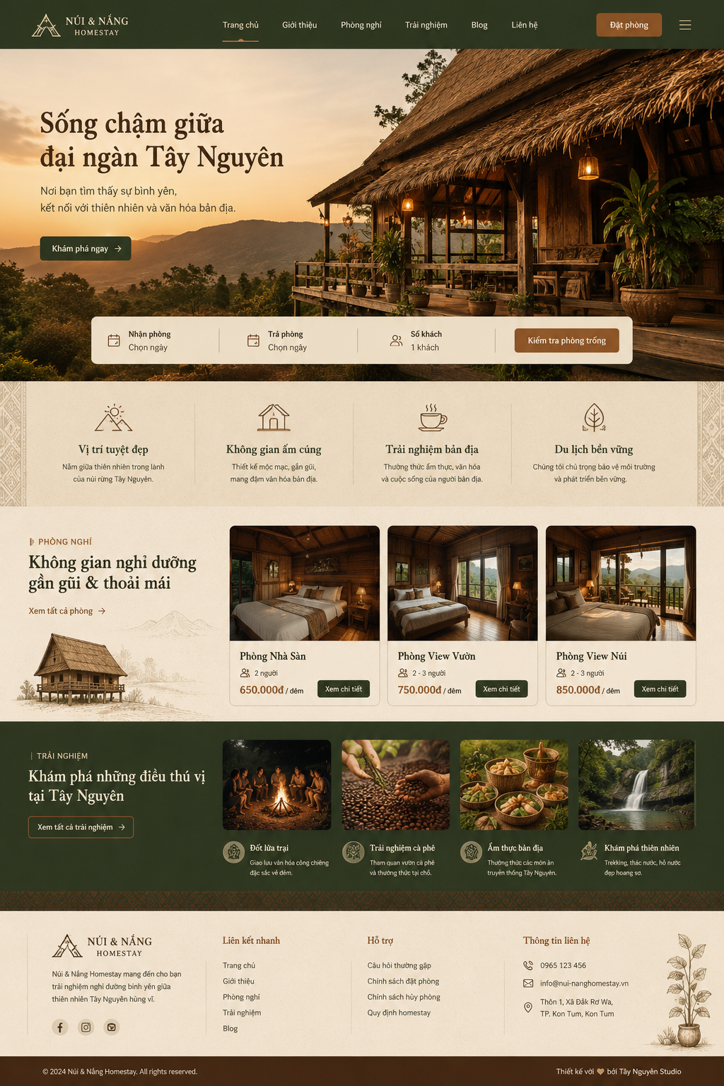 Mẫu giao diện web homestay H2