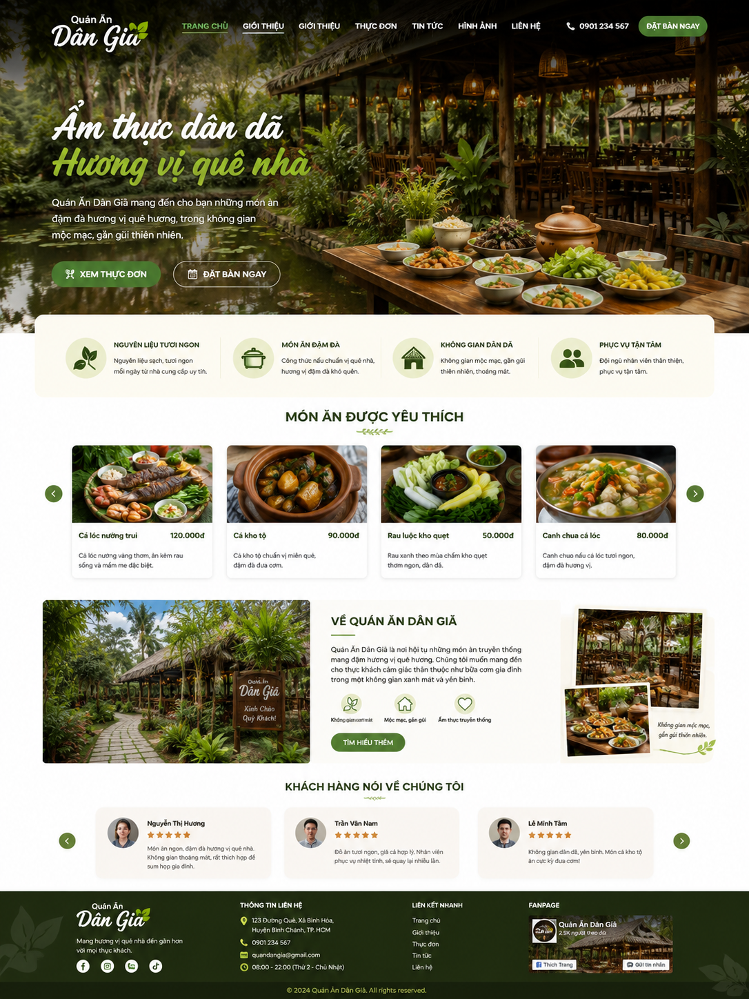 Mẫu giao diện web nhà hàng NH2